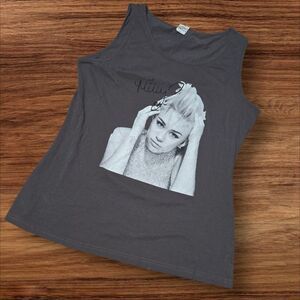 C Brand Gray Graphic Miley Cyrus Tank Top